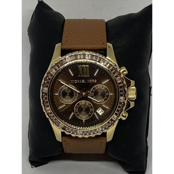 Michael Kors Everest MK5873 Women's Brown Leather Analog Dial Quartz Watch JK568 - Picture 1 of 12